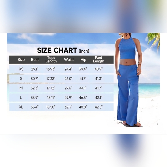 Crop Top Wide Leg Pants Two Piece Matching Lounge Set Tracksuit #813 - Picture 11 of 13